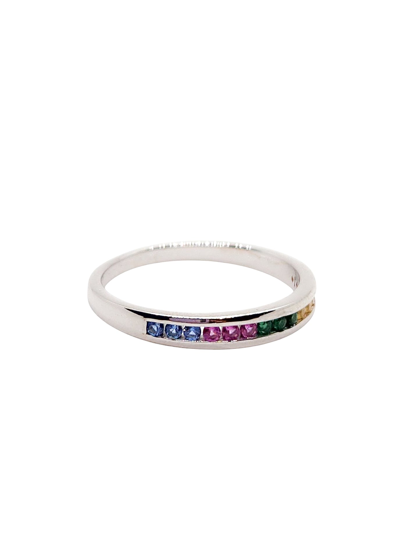 Anillo argolla media churumbela rainbow plata 925 PREMIUM