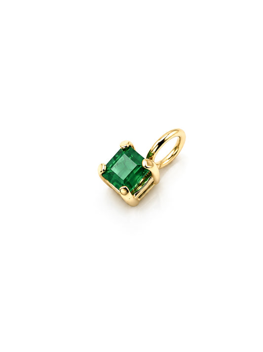 Dije Esmeralda natural corte princess oro 14k