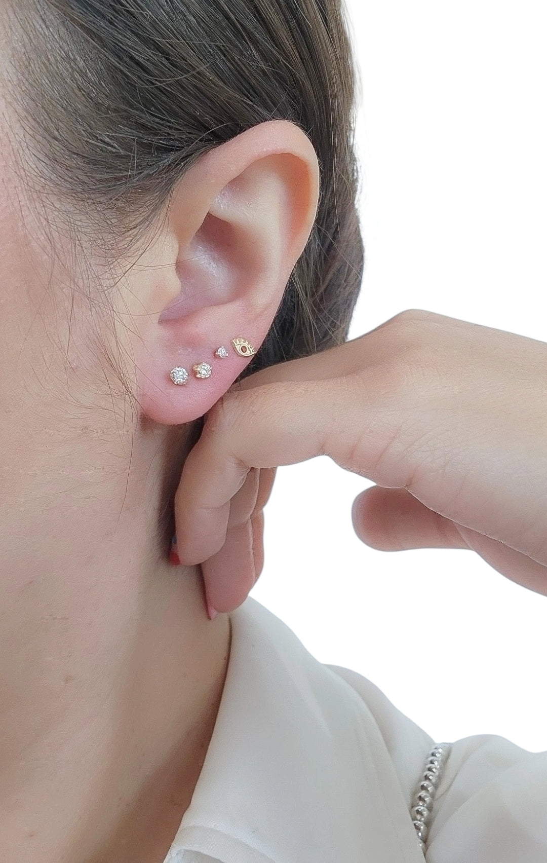 Par de Broquel con diamante natural 7 pts Oro de 14k DORADO