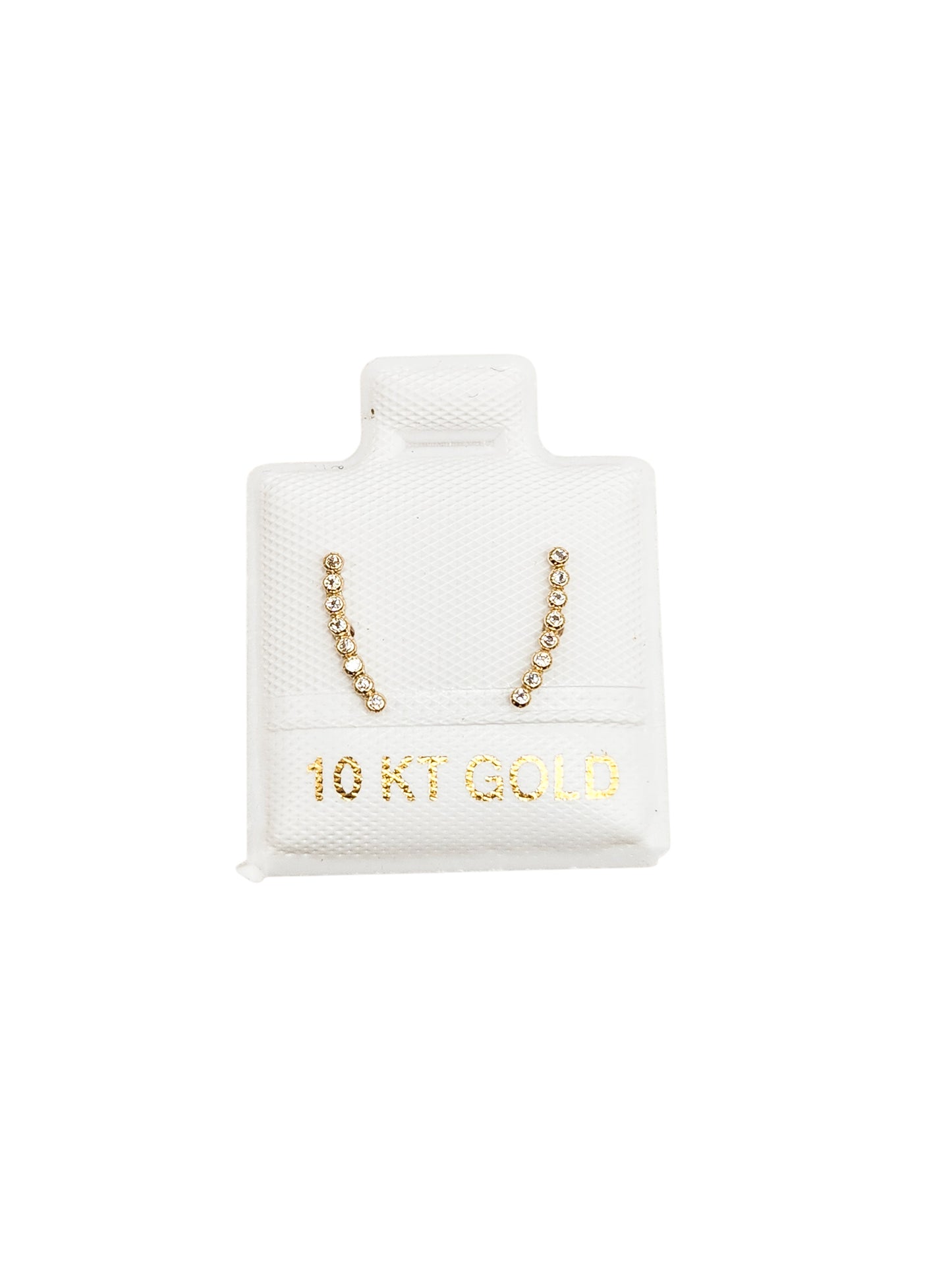 Par de Broquel semi curvo con piedritas oro de 10k DORADO