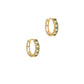 Huggies con zirconia blanca y verde oro 10k