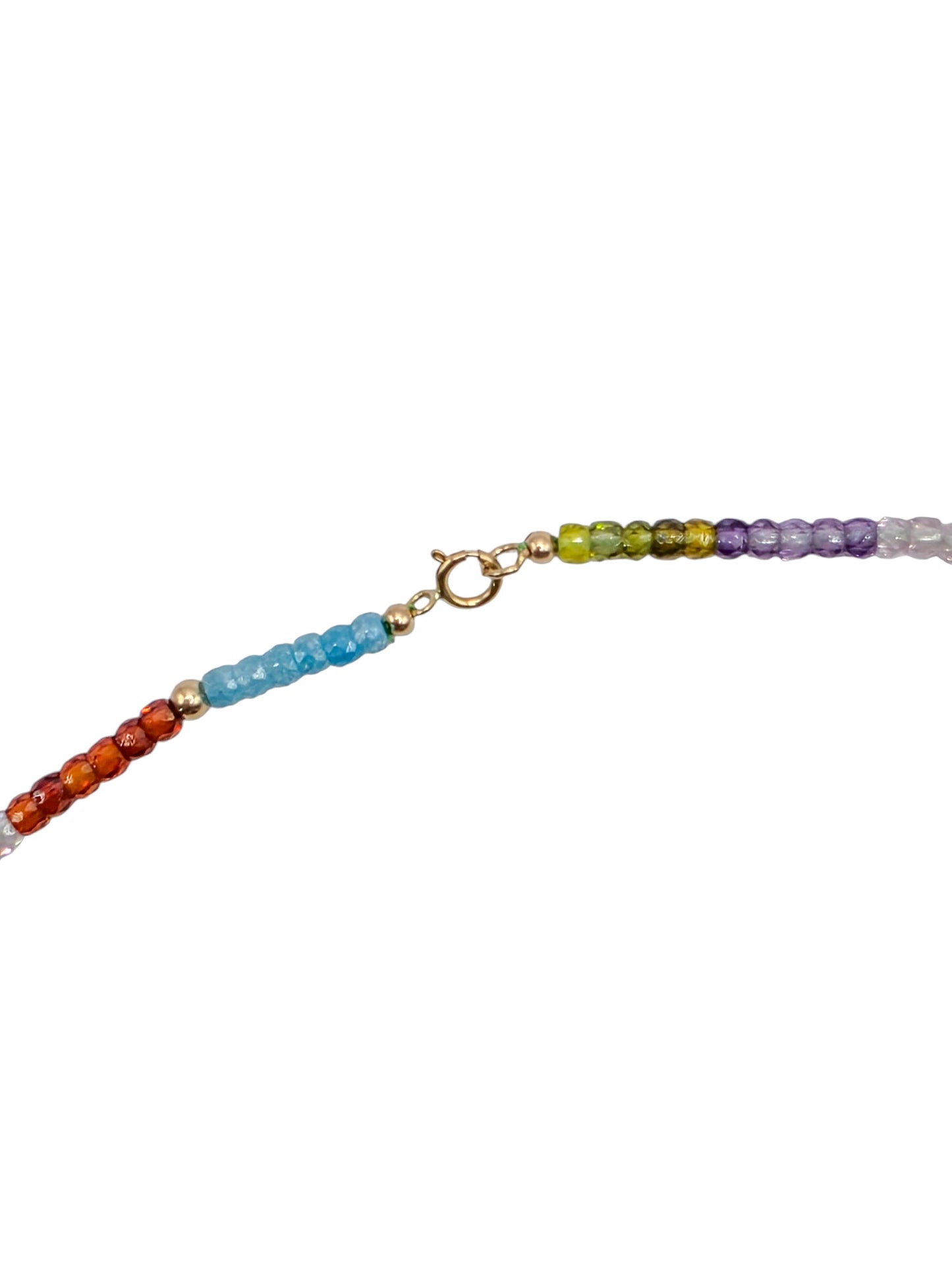 Gargantilla zirconias de colores con bolas y broche de oro 10k