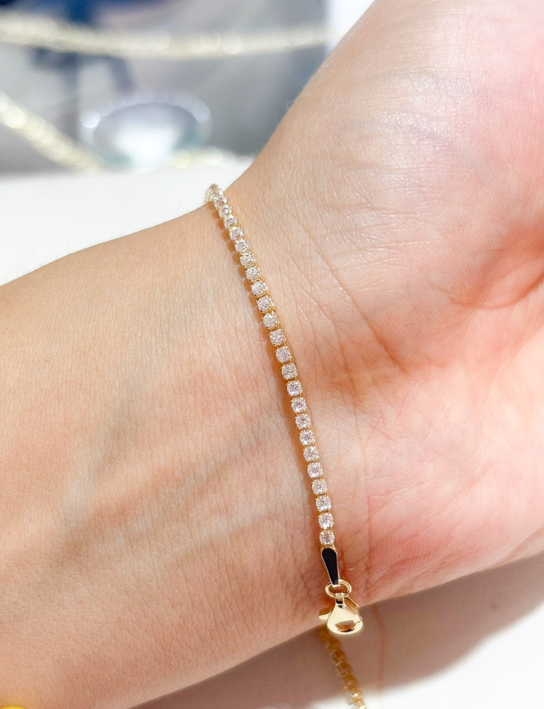Pulsera tenis ultra delgada 1.7mm oro 10k