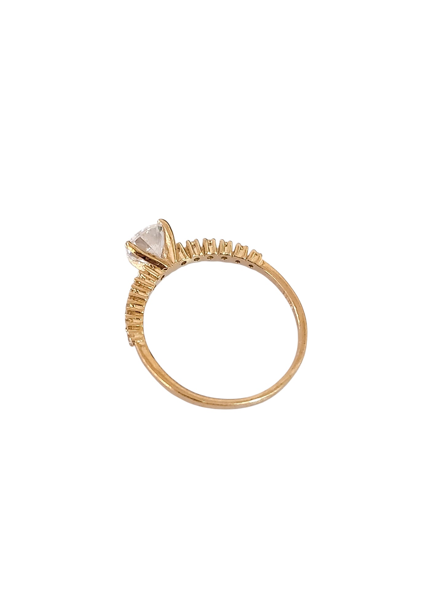 Anillo solitario con zirconia blanca oro 10k