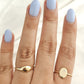Anillo ovalado 3d y plano con piedra oro 10k dorado