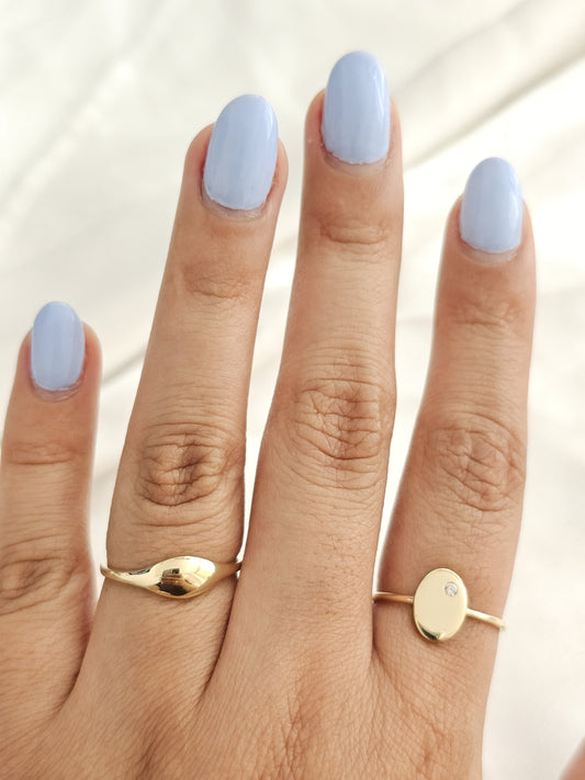 Anillo ovalado 3d y plano con piedra oro 10k dorado