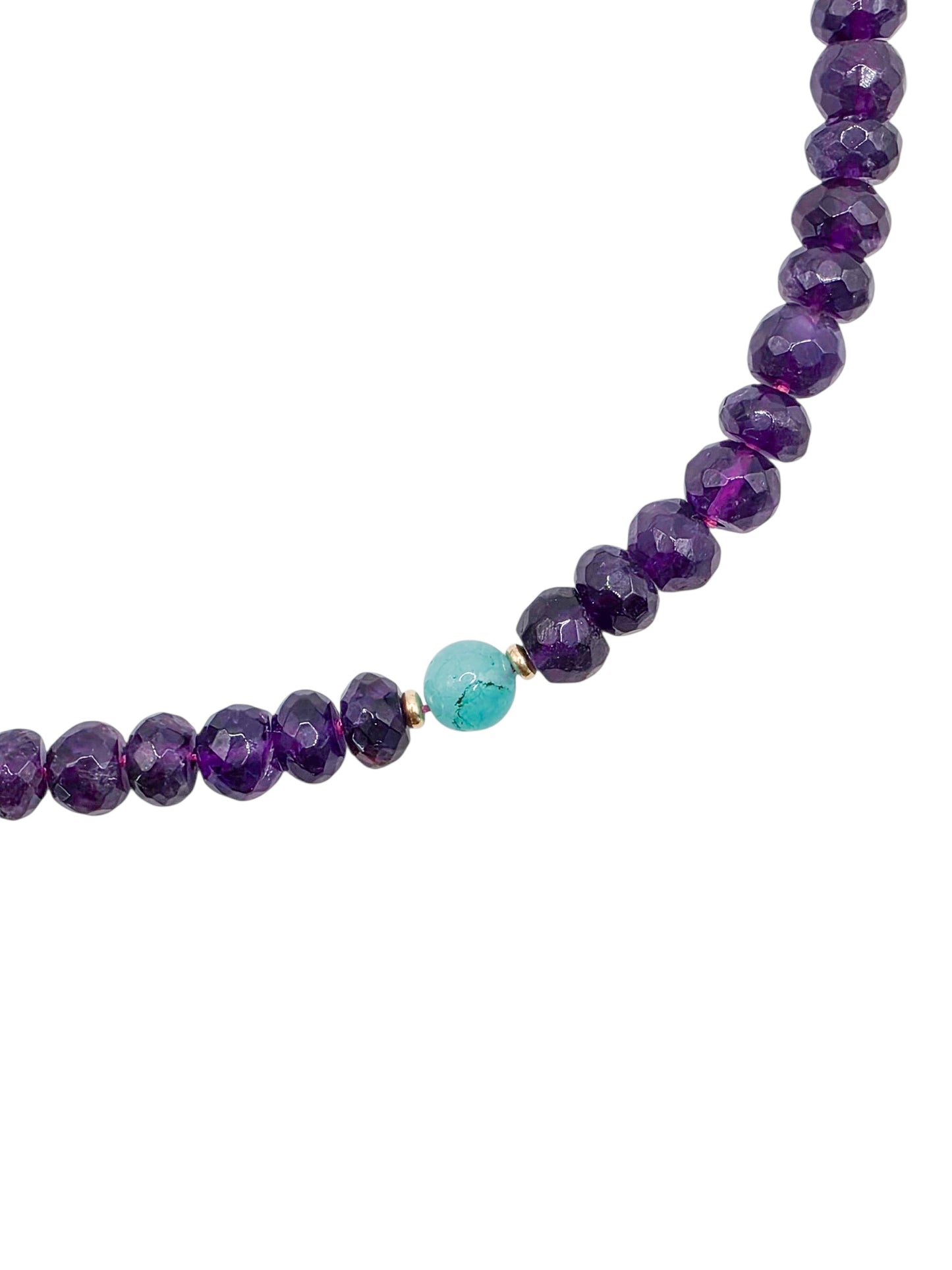 Gargantilla Amatista y jade natural 8-6mm y broche de oro 10k