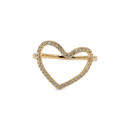 Anillo corazón contorno piedras 10k