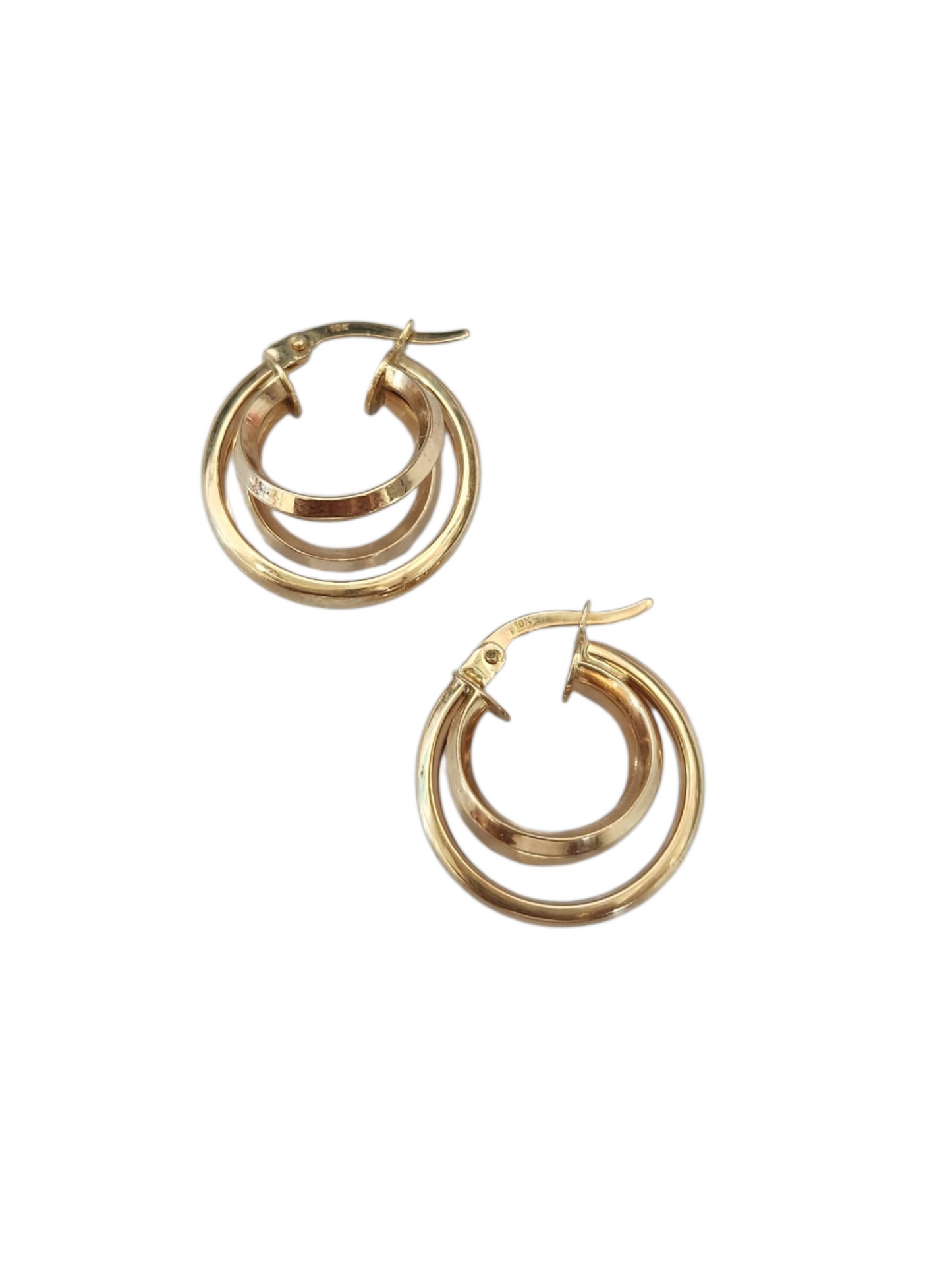 Aretes arracadas triples oro 10k