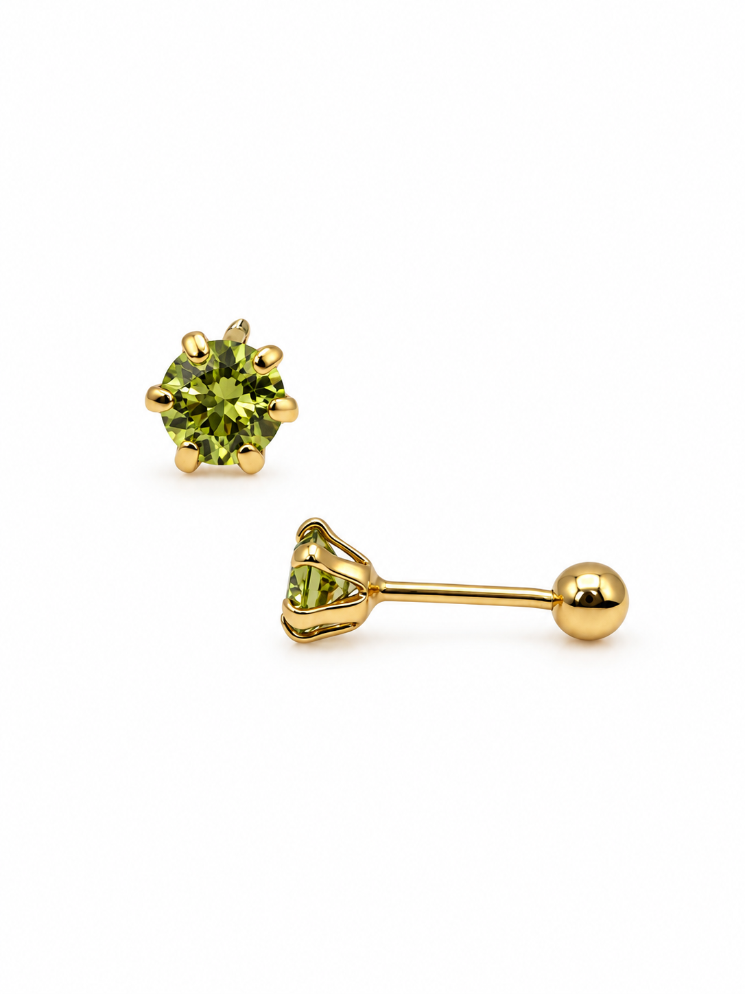 Aretes piedra natural peridoto plata 925 y baño de oro