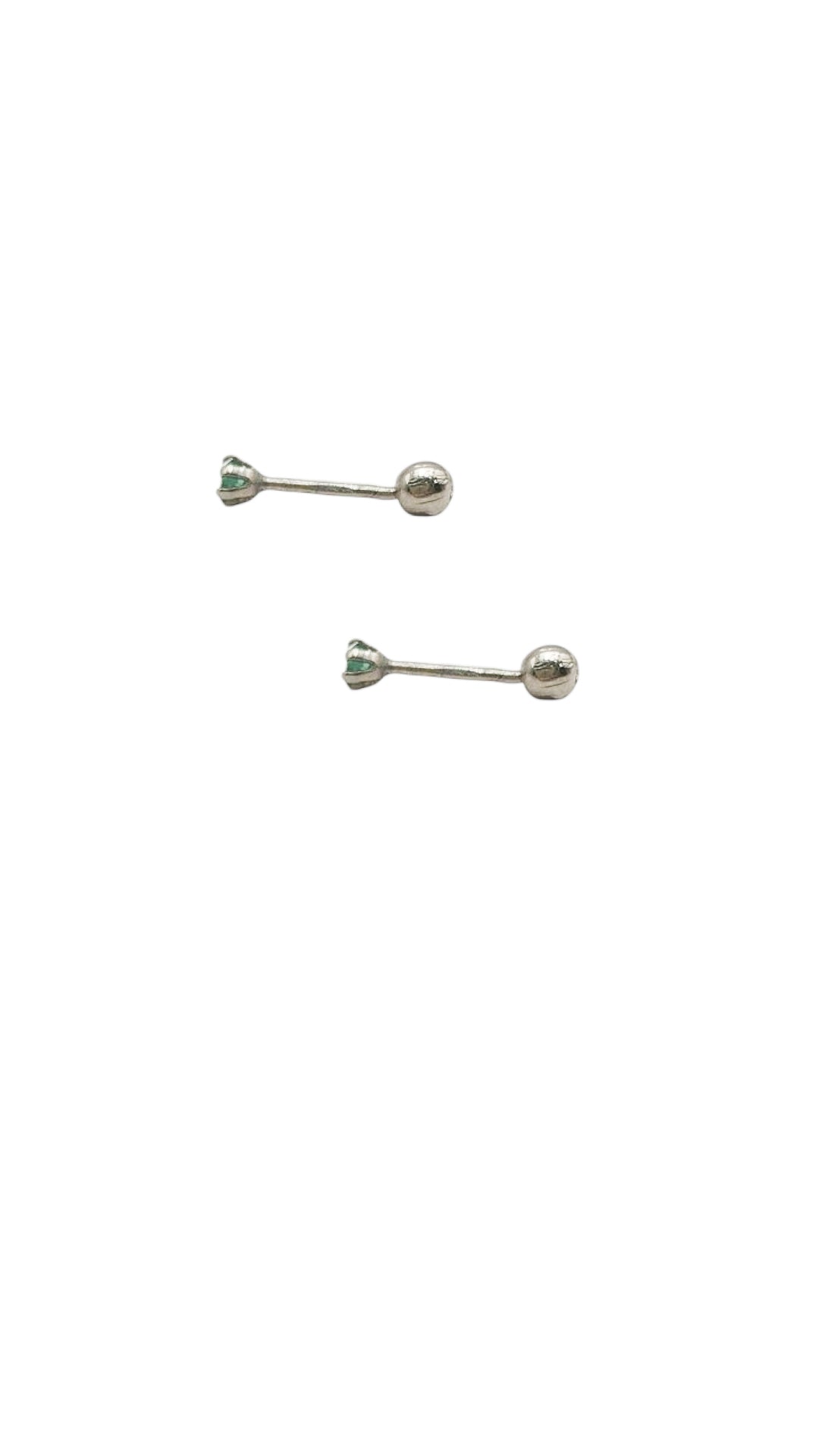 Par de Aretes broquel piedra natural esmeralda plata 925