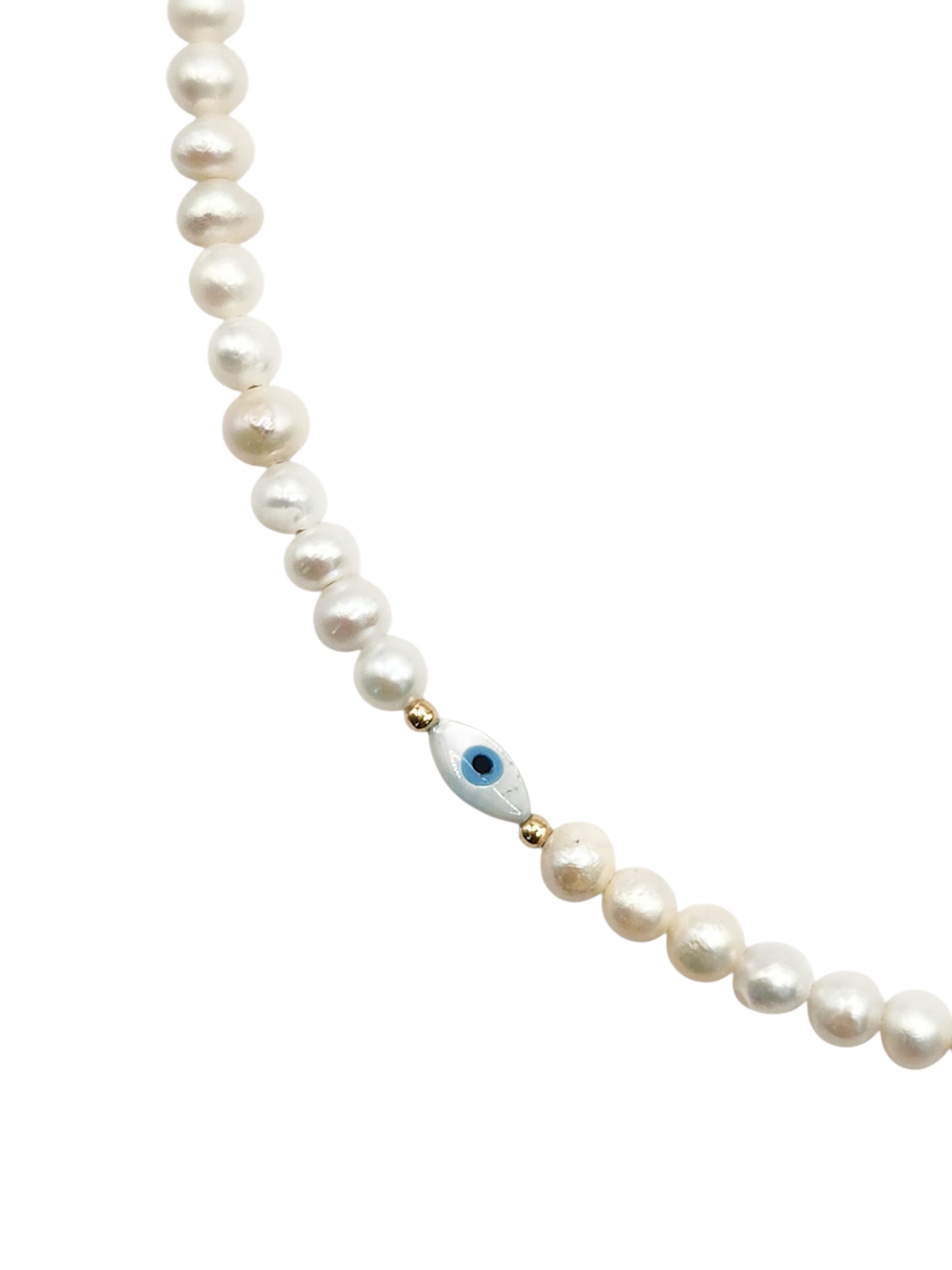 Collar de perlas y bimetal "ojo turco mini"