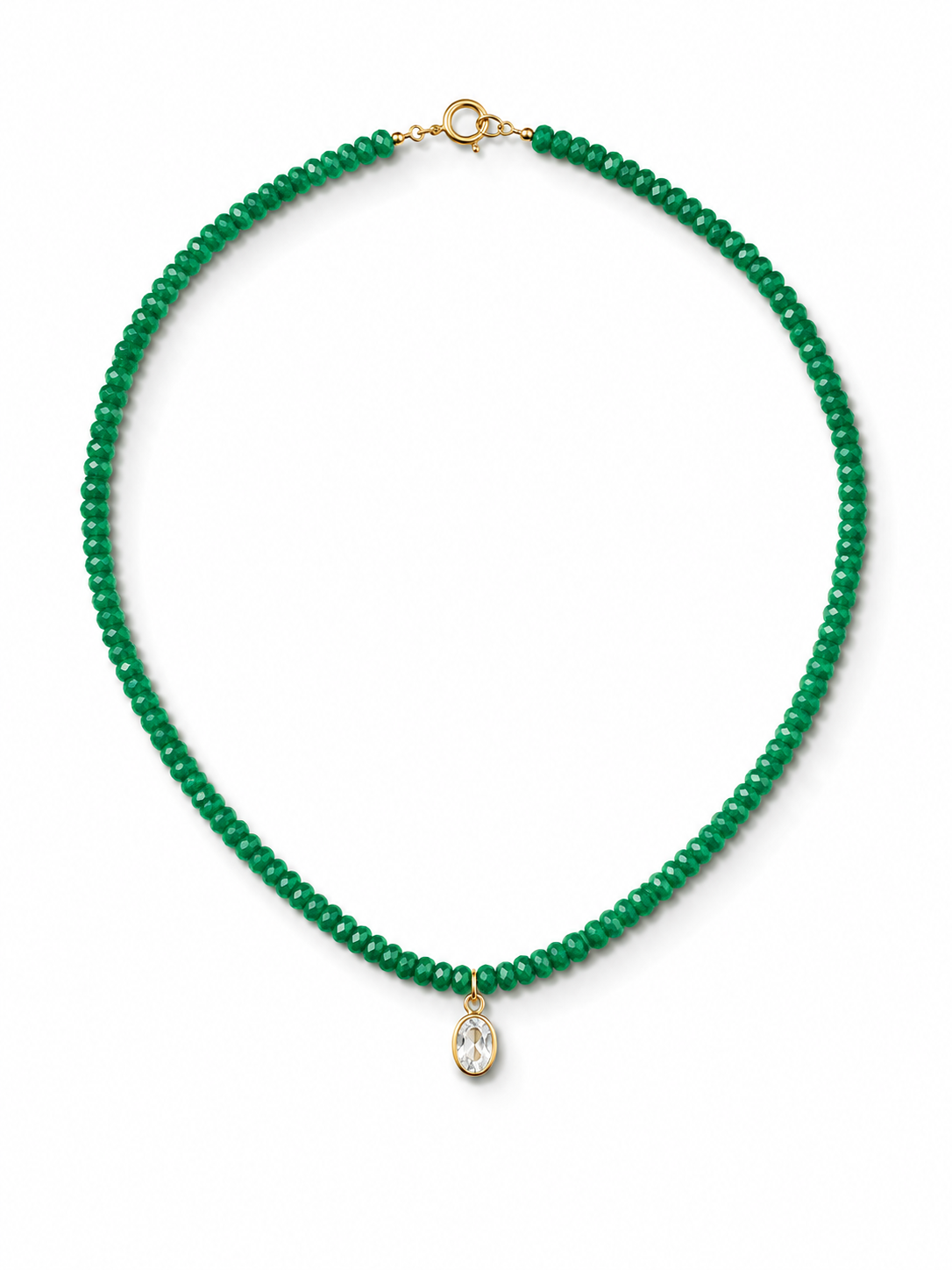 Collar de esmeralda natural y oro 10k