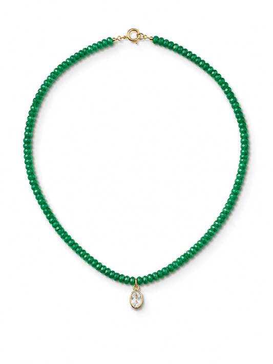 Collar de esmeralda natural y oro 10k