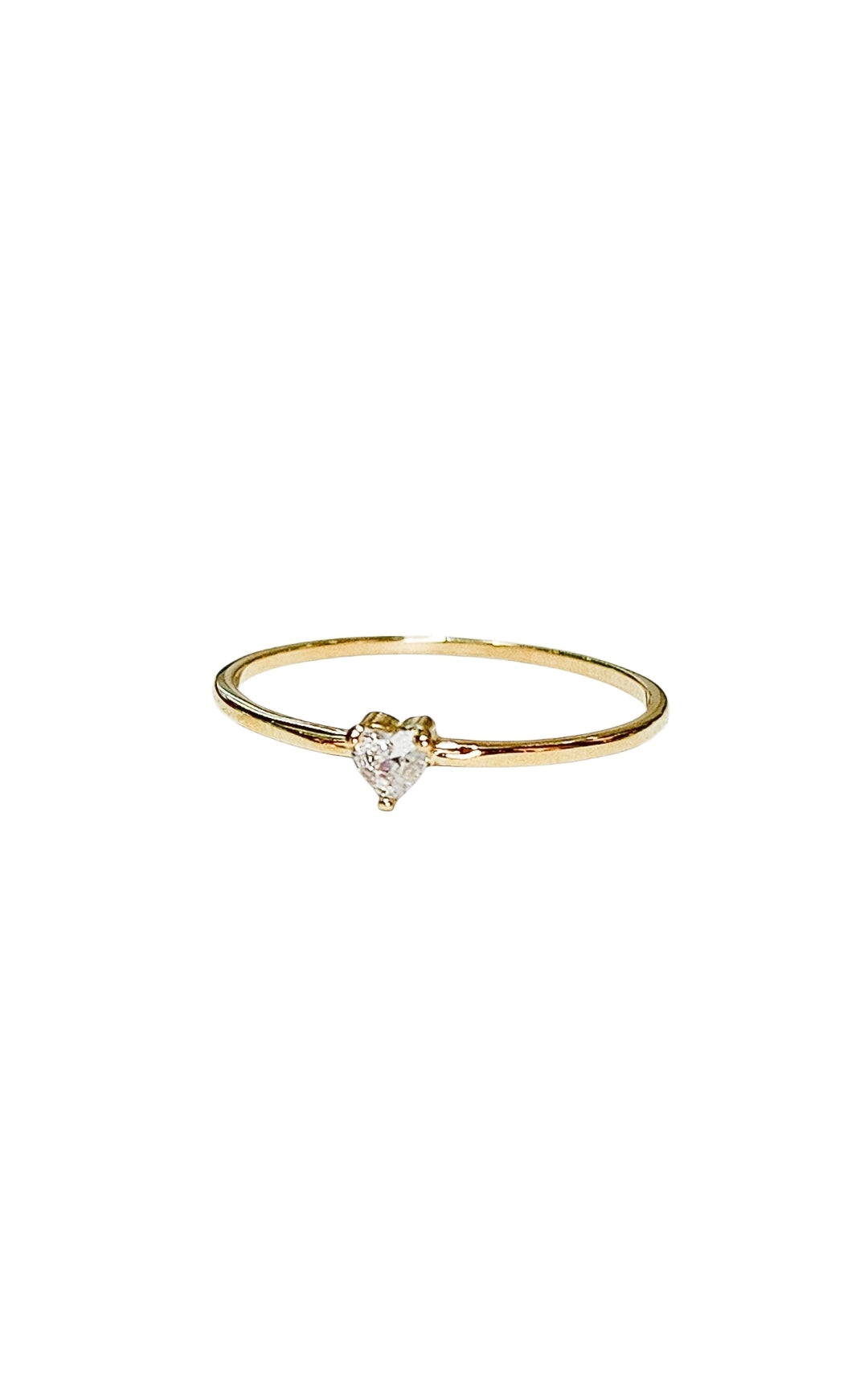 Anillo corazón piedra blanca oro 10k
