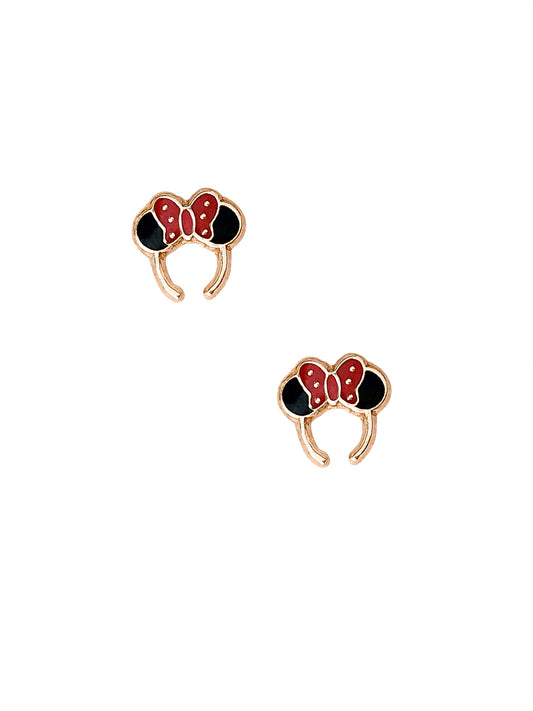 Par o pieza de Broquel diadema orejas mimi  rojo oro 10k DORADO