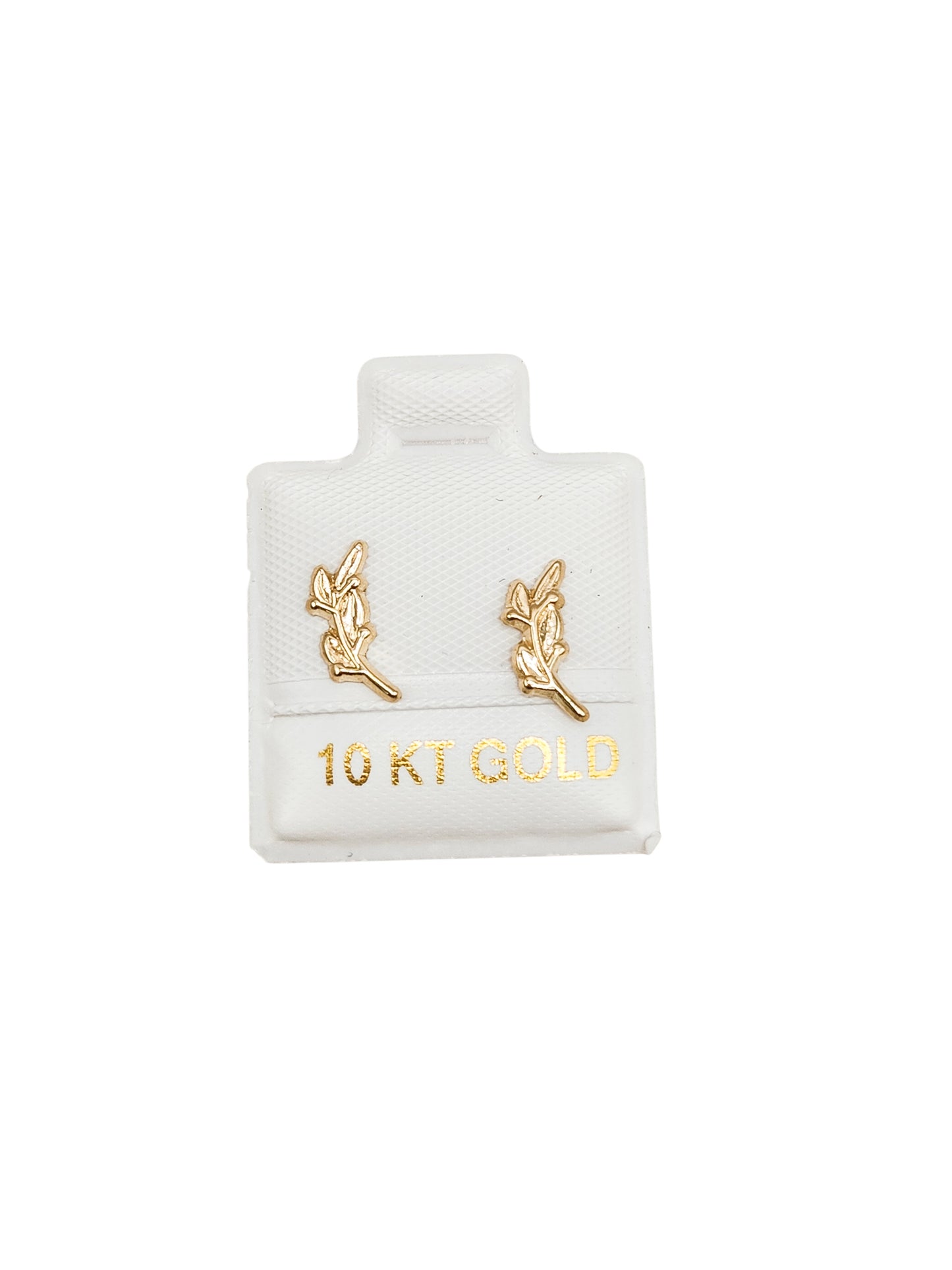 Par de Broquel hojas oro de 10k DORADO