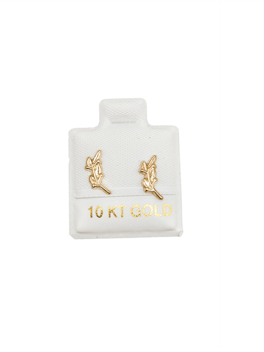 Par de Broquel hojas oro de 10k DORADO