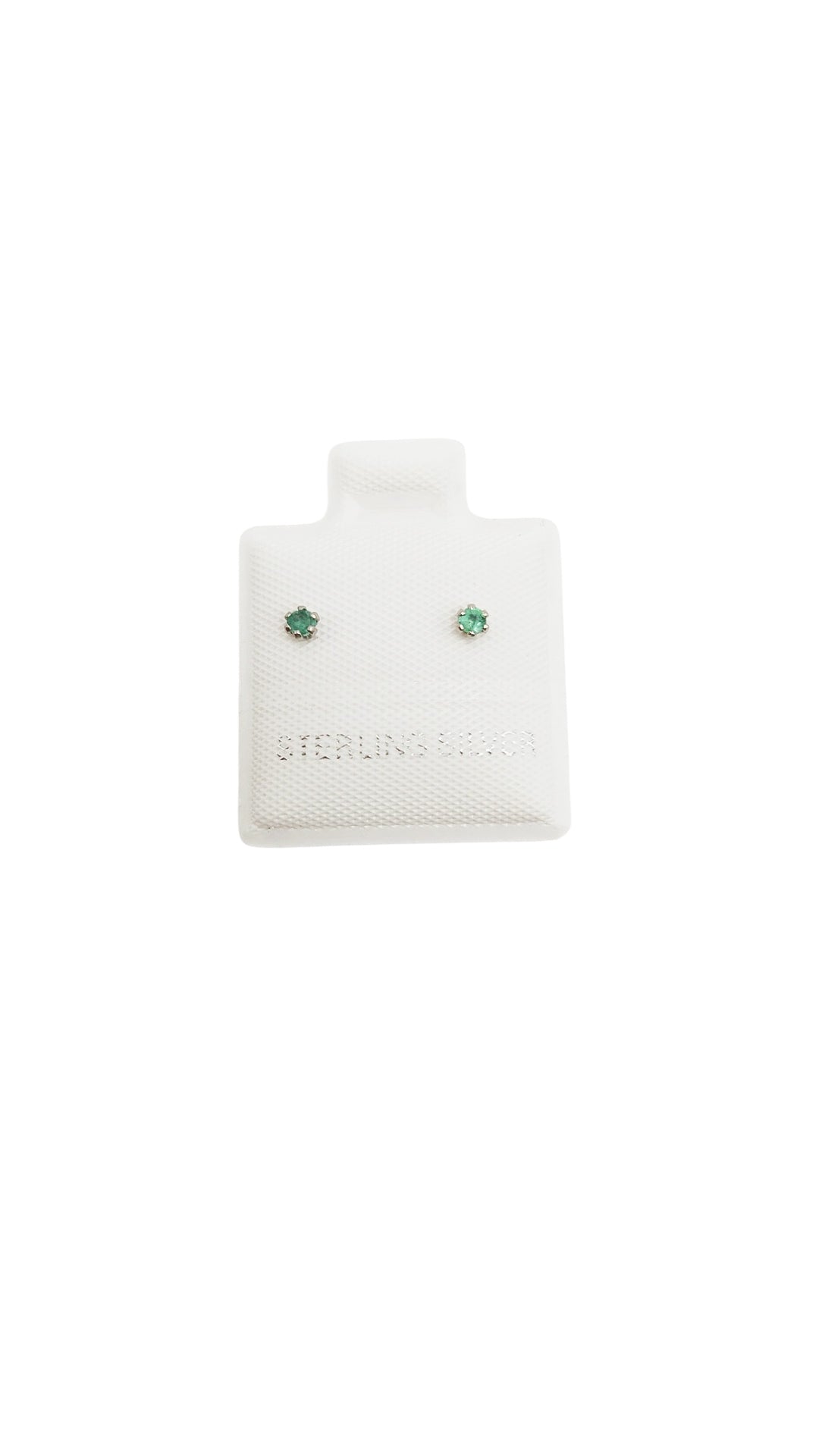 Par de Aretes broquel piedra natural esmeralda plata 925