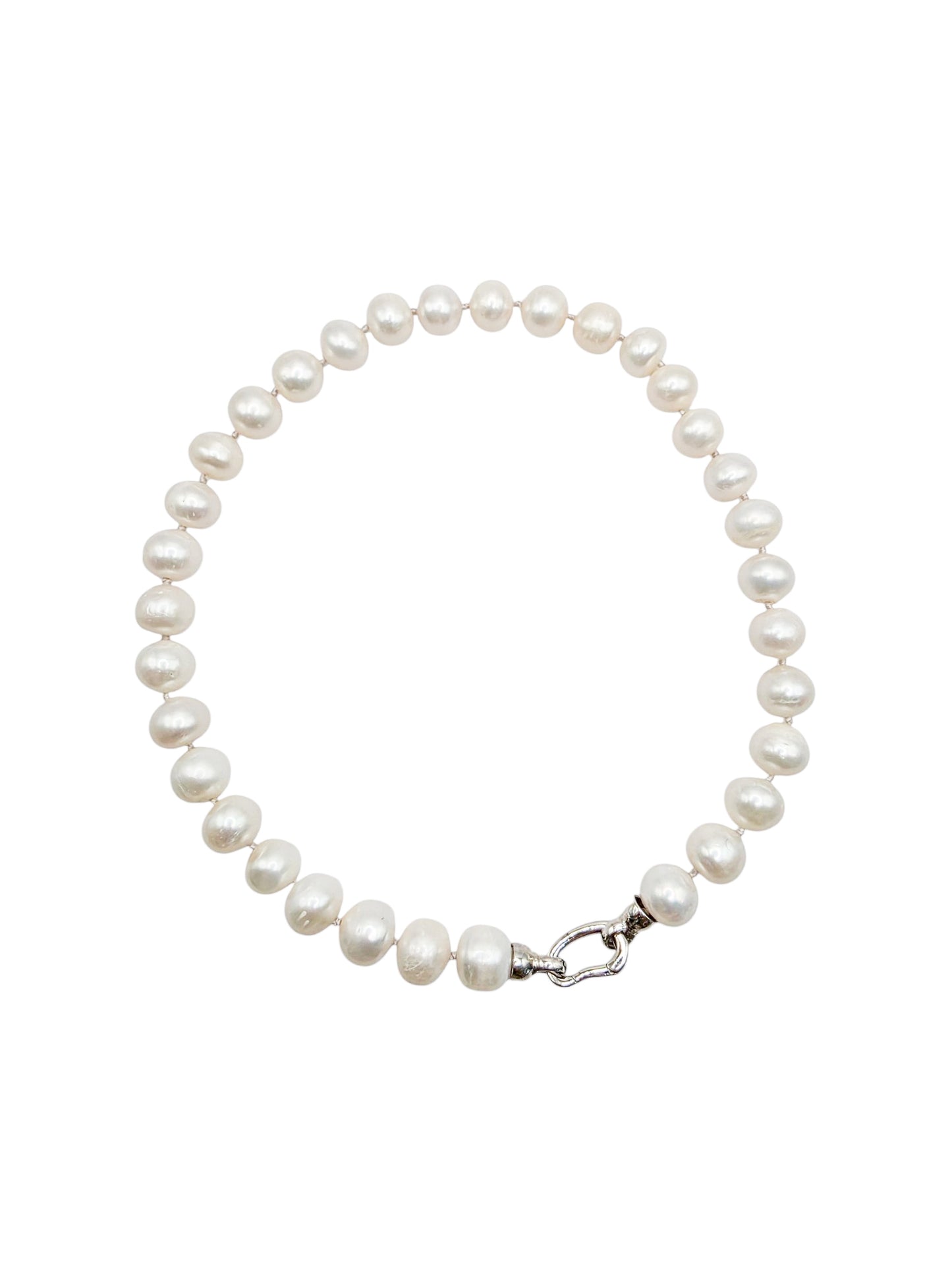Gargantilla perla natural 15mm y broche de plata 925