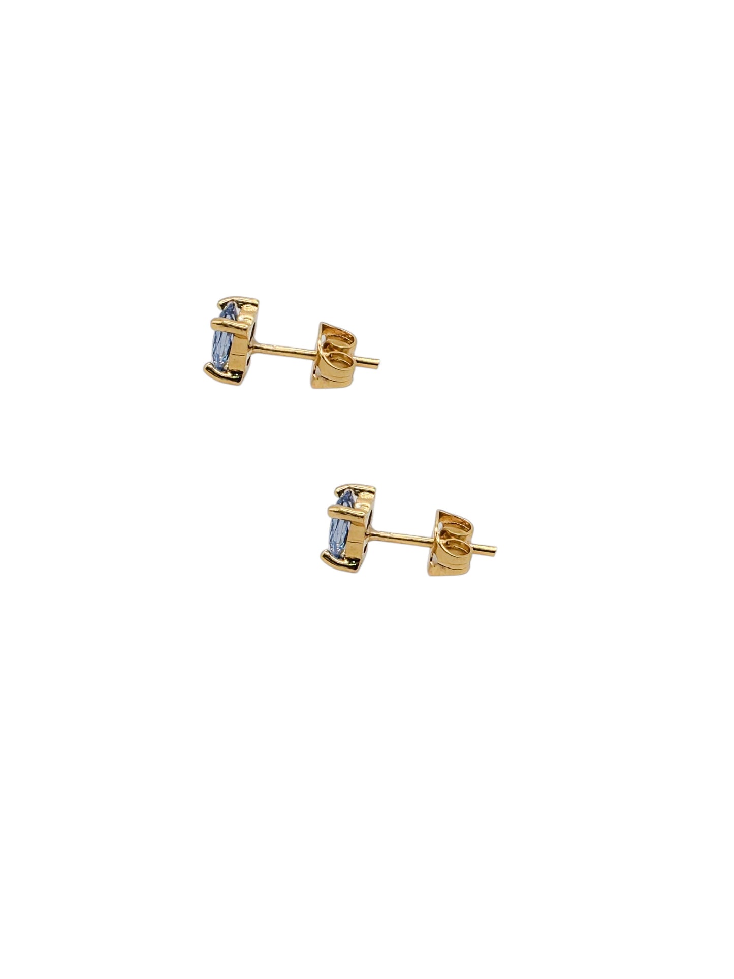 Par de Aretes broquel piedra natural Aguamarina plata 925