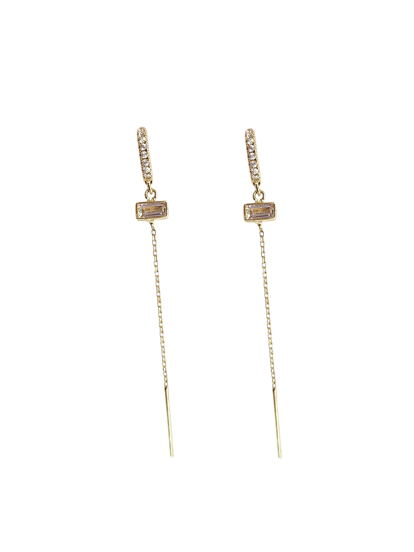 Par o Pieza de arete huggie con cadena Oro de 10k DORADO
