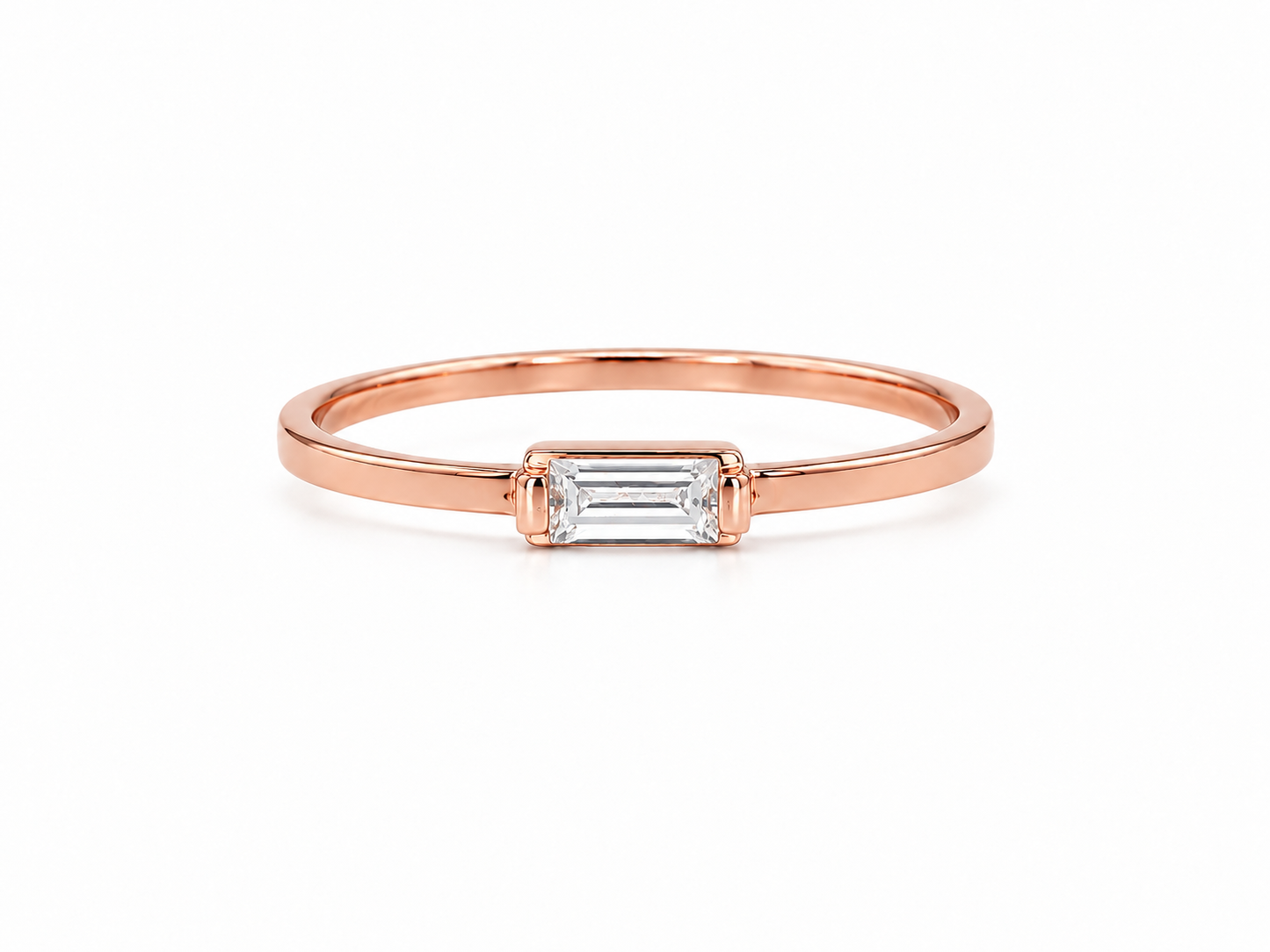 Anillo baguette diamante LAB GROWN 10k PREMIUM