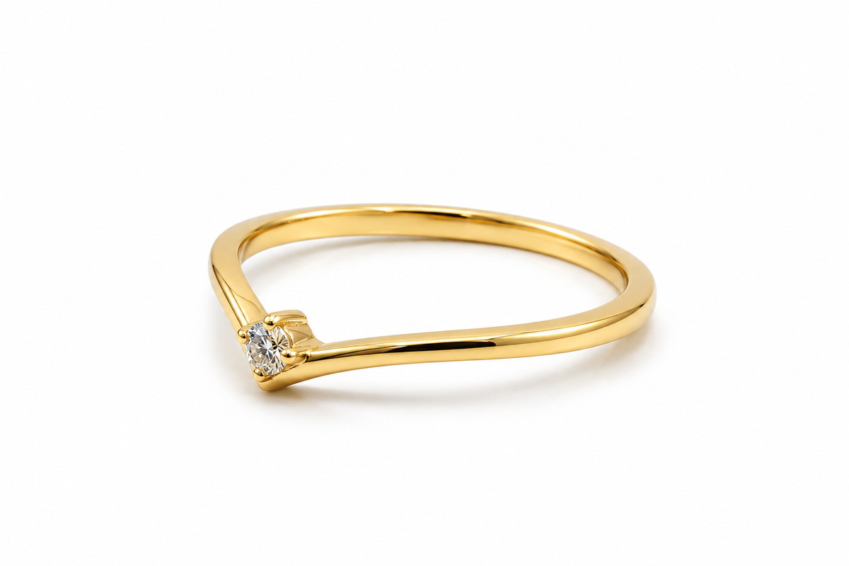 Anillo "V" con diamante laboratorio PREMIUM
