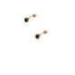 Par de Aretes broquel piedra natural zafiro negro plata 925 con baño de oro