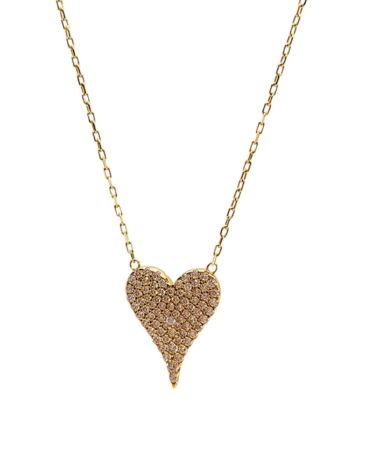 Gargantilla corazón de zirconias en oro 10k