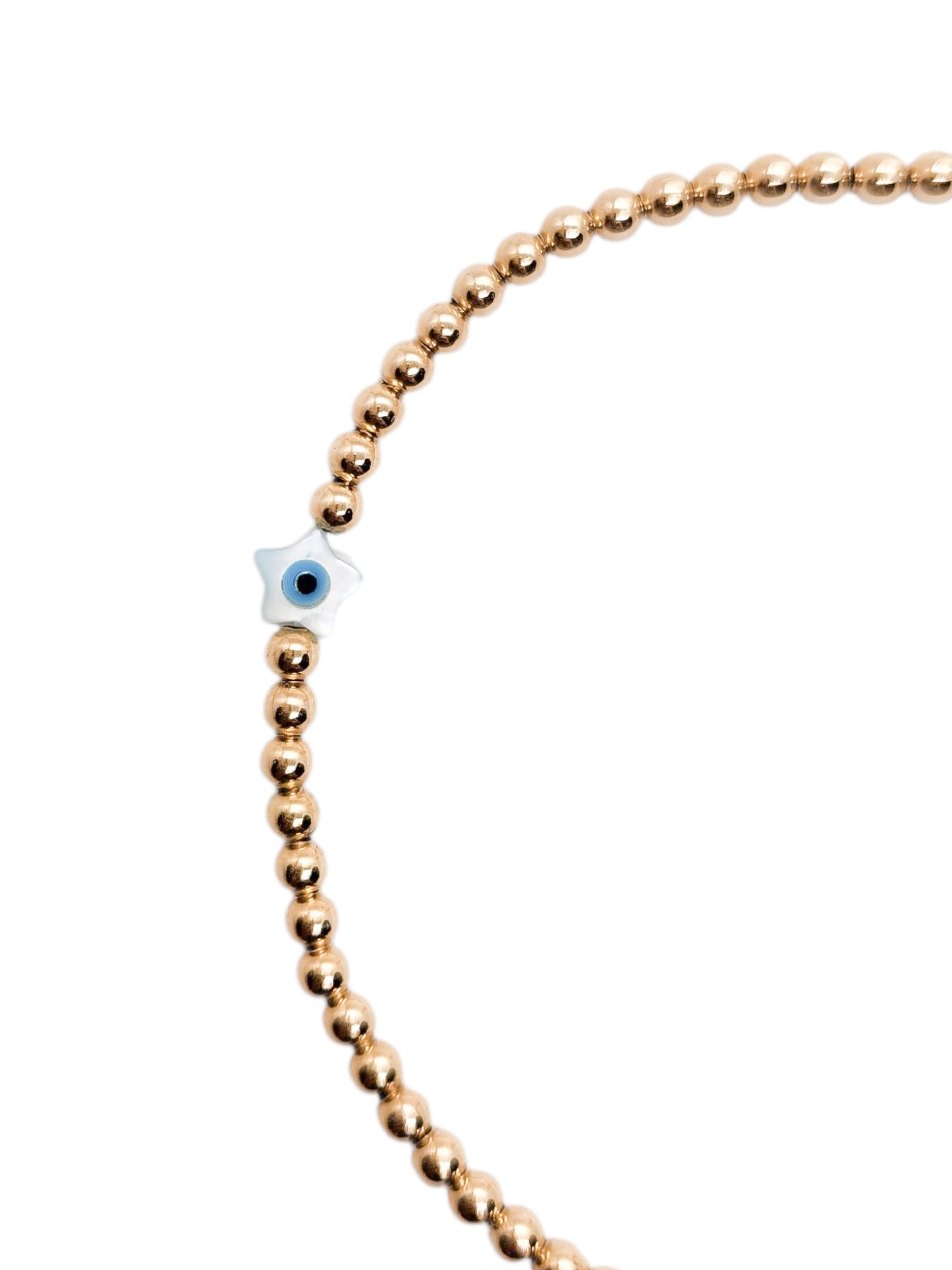 Pulsera ojito turco madre perla estrella bola BIMETAL 3mm (PLATA Y ORO)