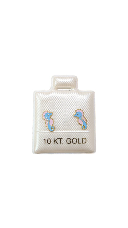 Par broquel caballito de mar Oro 10K