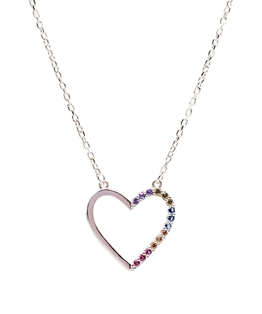 Gargantilla corazón con piedras de colores plata 925