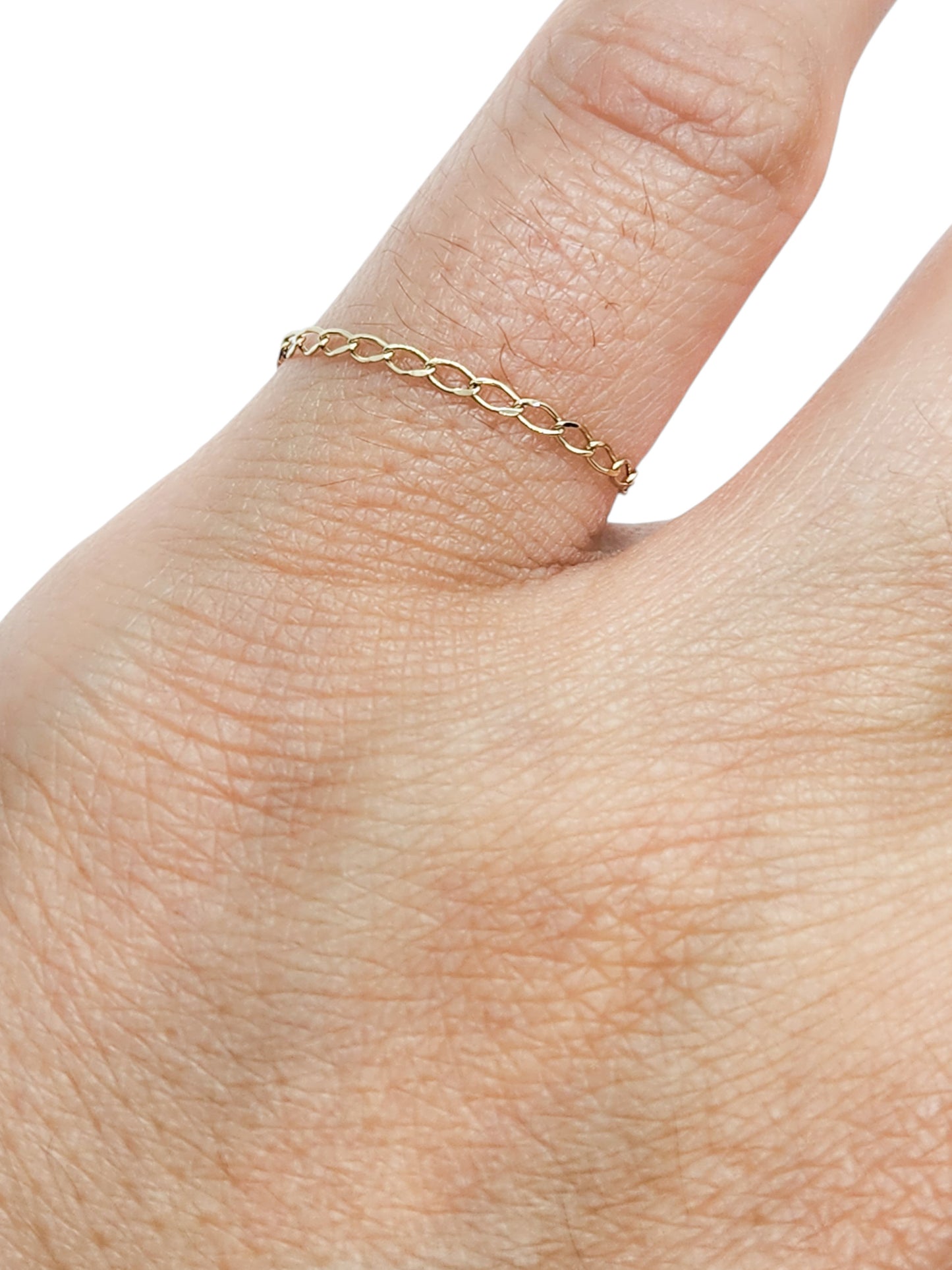 Anillo cadena semilla de melón oro 10k