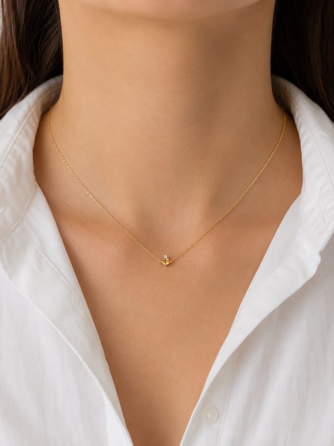 Gargantilla piedra natural zafiro y diamante natural oro 10k