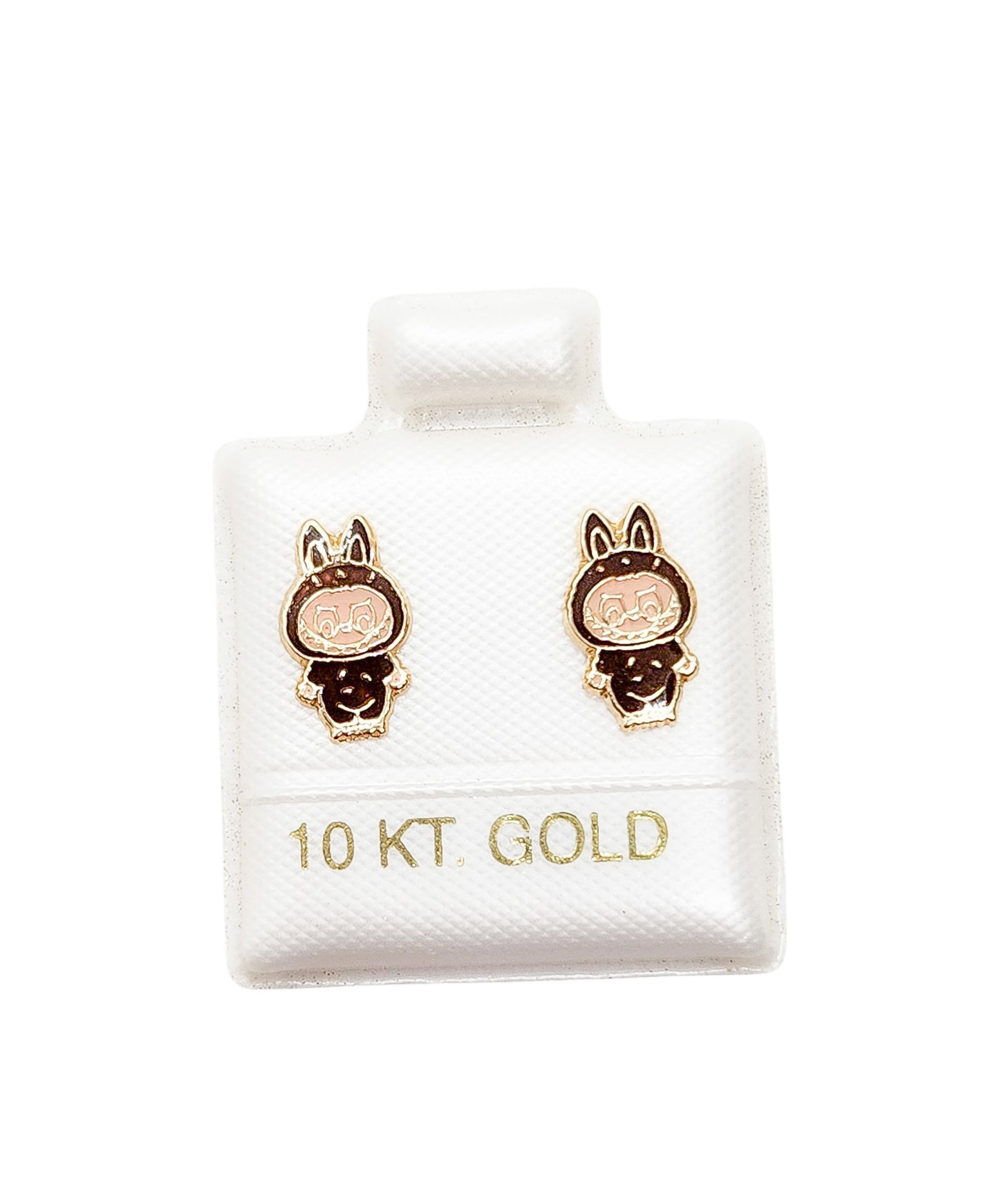 Par o Pieza de Broquel bubu café esmalte oro 10k