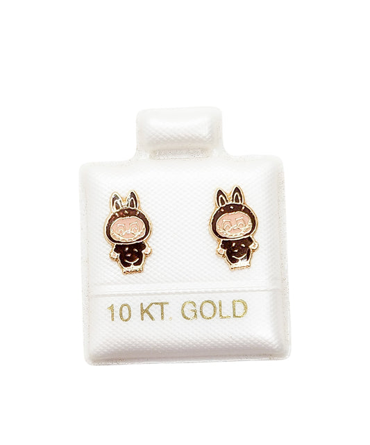 Par o Pieza de Broquel bubu café esmalte oro 10k