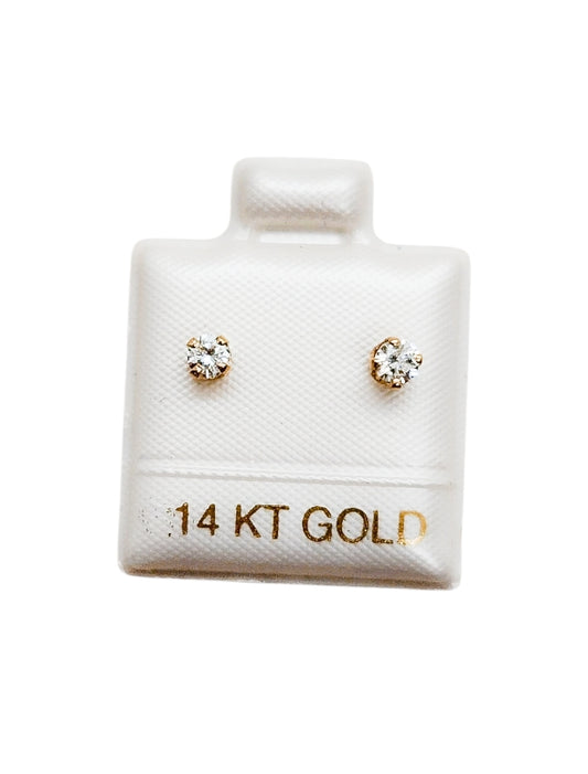 Par de Broquel con diamante natural 22 pts Oro de 14k DORADO