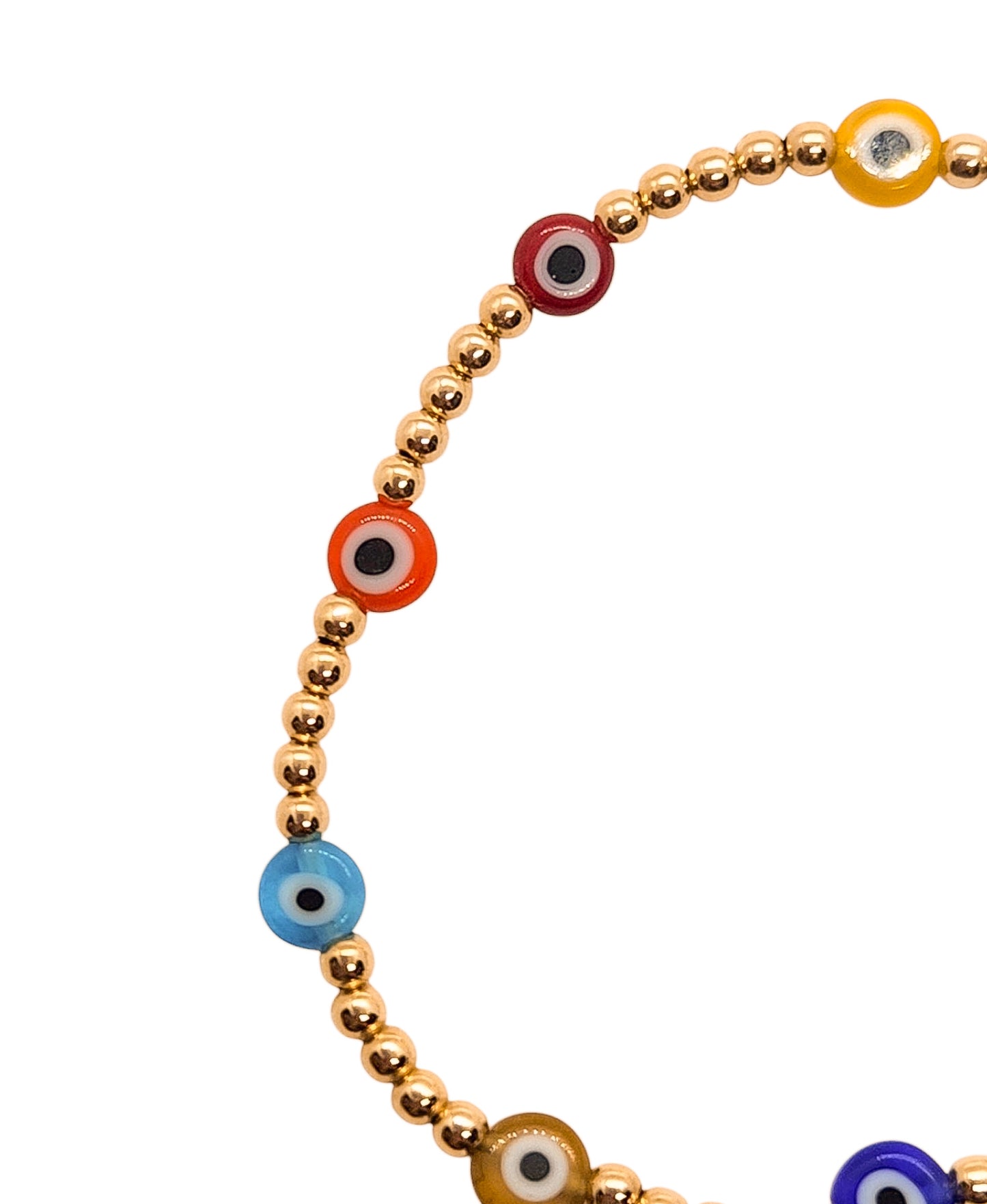 Pulsera ojo turco y bolitas BIMETAL (PLATA Y ORO)