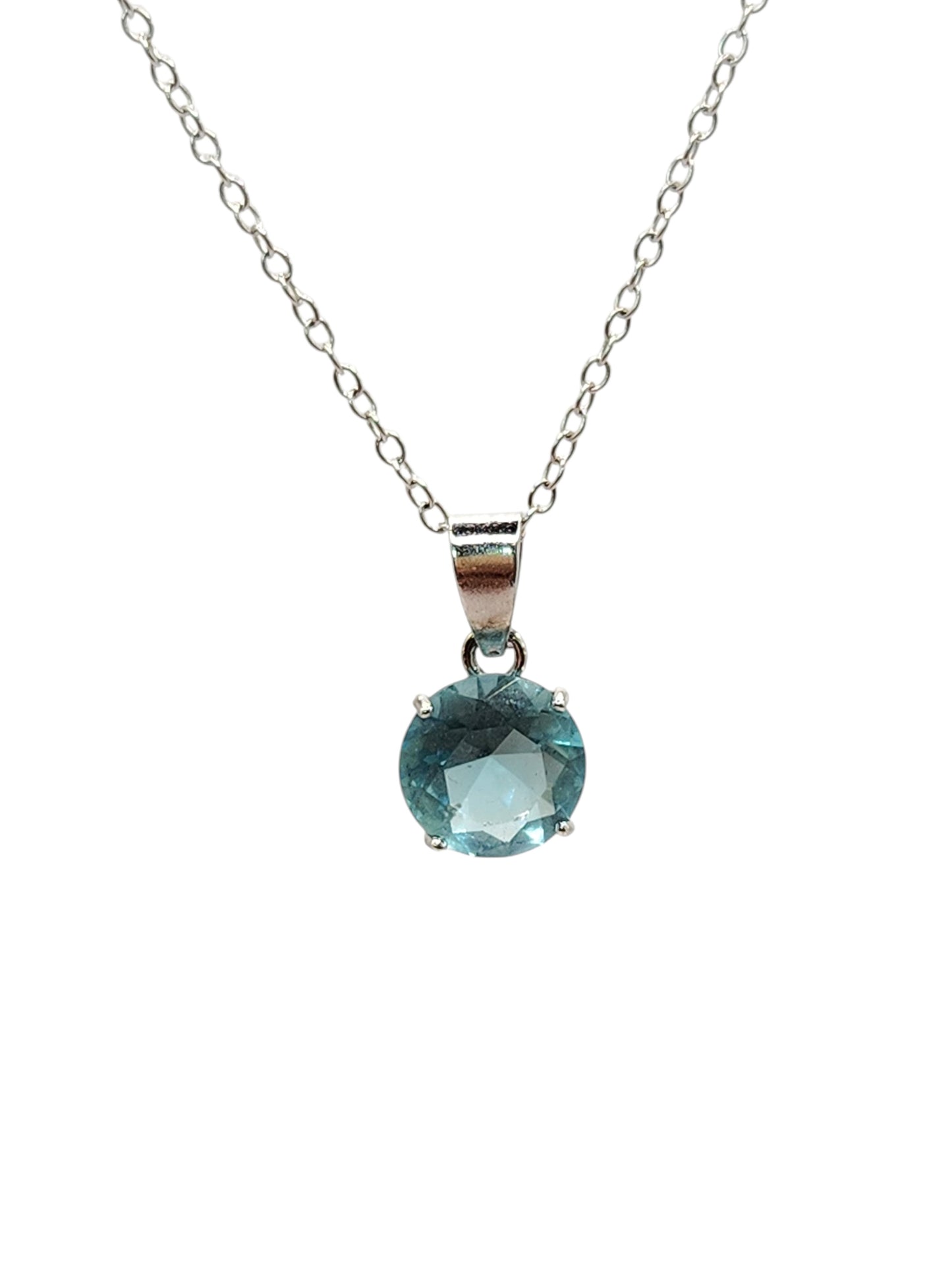 Juego (aretes y gargantilla) con piedra circonita azul  Plata 925