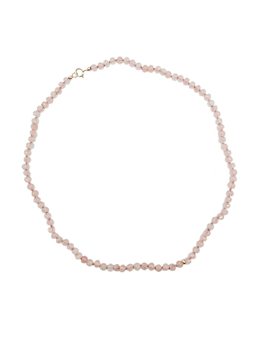Gargantilla Turmalina natural 5mm, broche y dona de oro 10k