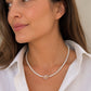 Collar de perlas y bimetal cuarzo corazón