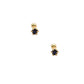 Par de Aretes broquel piedra natural zafiro negro plata 925 con baño de oro