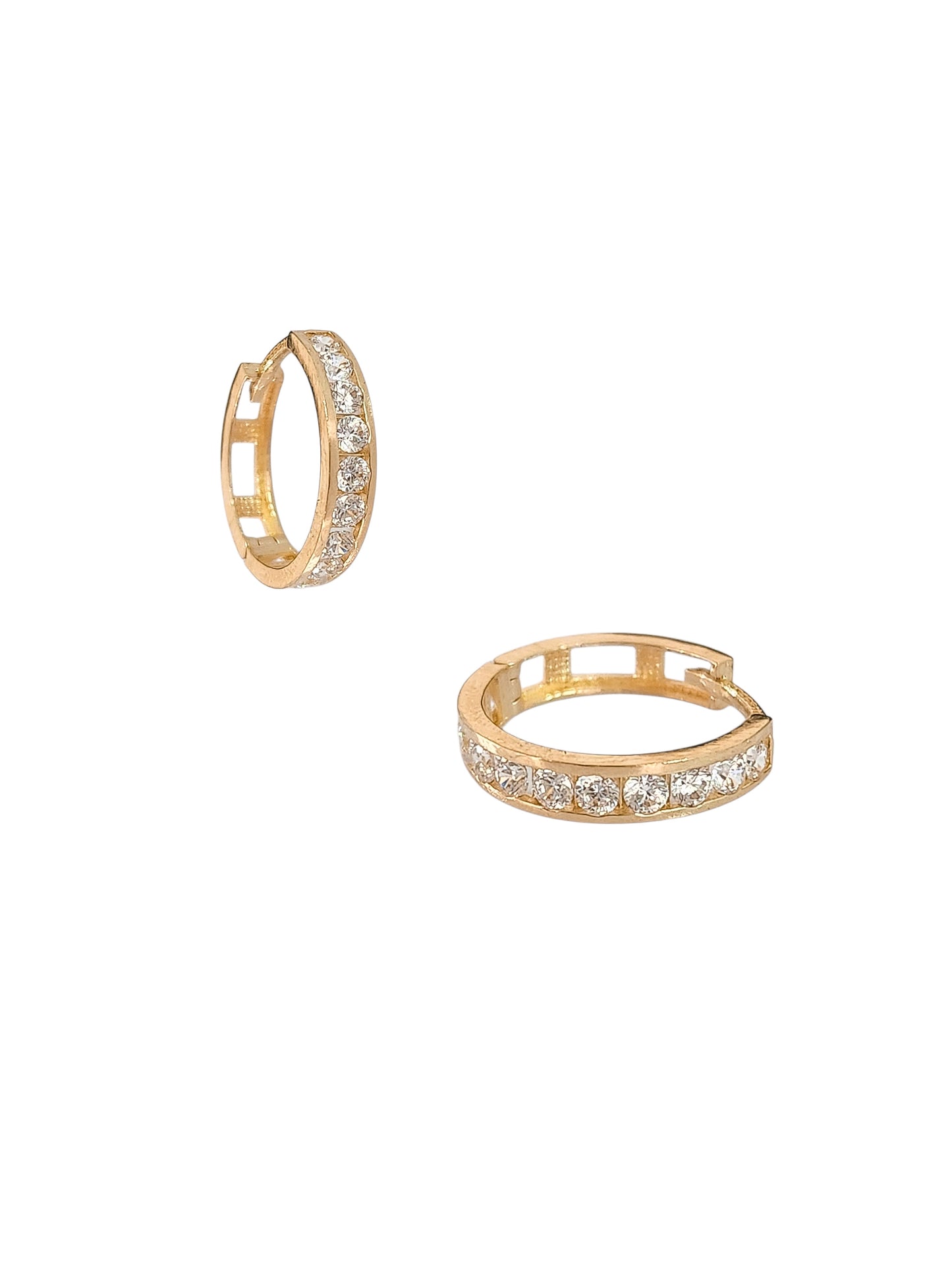 Huggies con piedras biseladas oro 10k