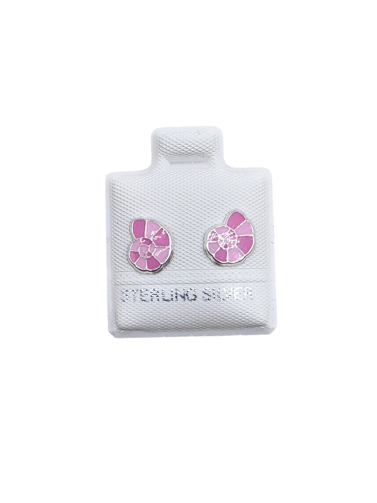 Par Broquel caracol de mar rosa  esmalte Plata 925
