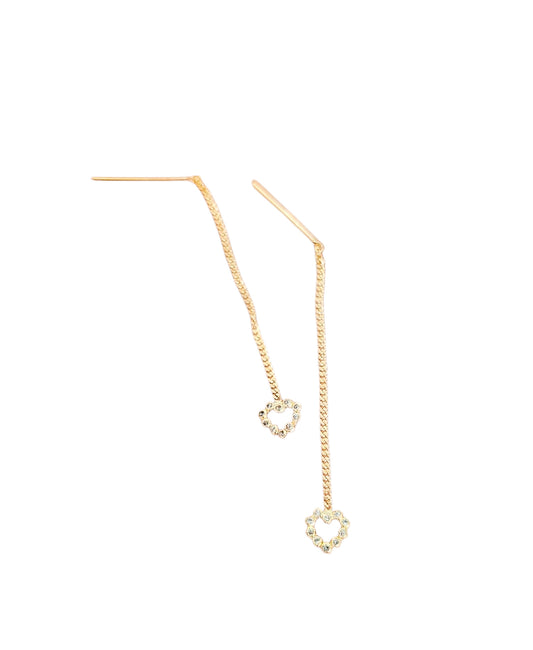 Par de arete colgante corazón oro 10k DORADO