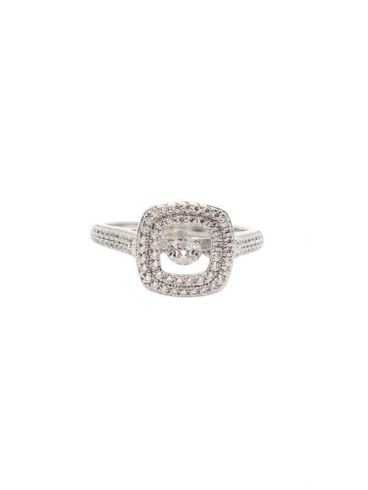 Solitario cuadrado giratorio plata 925 PREMIUM