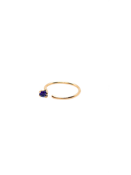 Pieza arete argolla piedra para nariz azul marino oro 10k DORADO