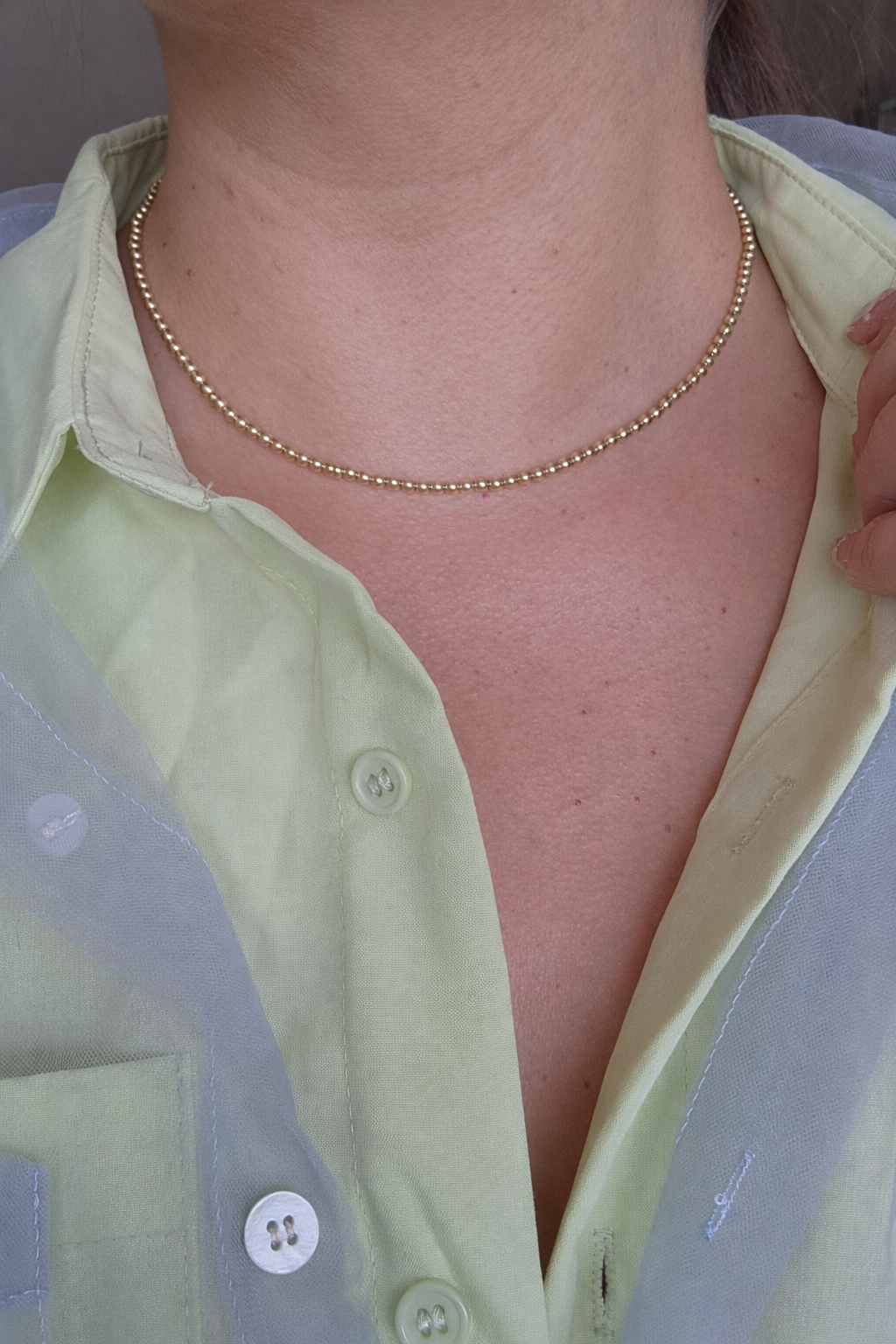 Collar bola BIMETAL 2mm (PLATA Y ORO)