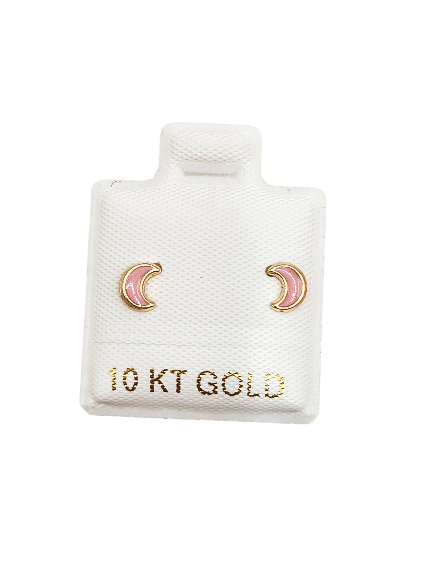 Par de Broquel lunas esmalte rosa oro de 10k DORADO